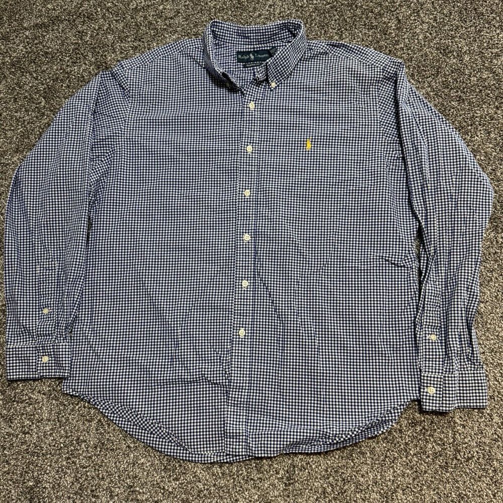 Ralph Lauren Classic Fit Men's XL Blue Check Long Sleeve Button Shirt